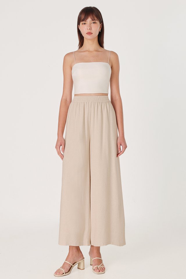 CHARMAINE LINEN WIDE LEG PANTS (OAT)