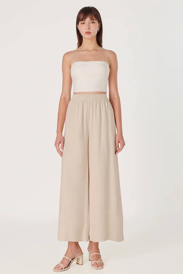 CHARMAINE LINEN WIDE LEG PANTS (OAT)