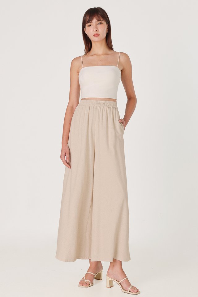 CHARMAINE LINEN WIDE LEG PANTS (OAT)
