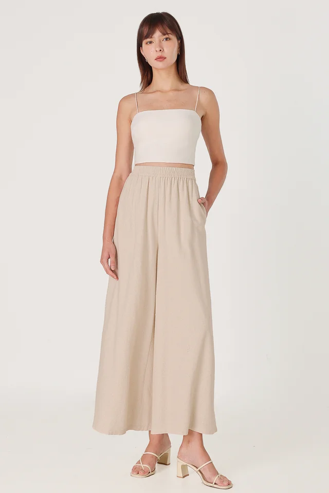CHARMAINE LINEN WIDE LEG PANTS (OAT)