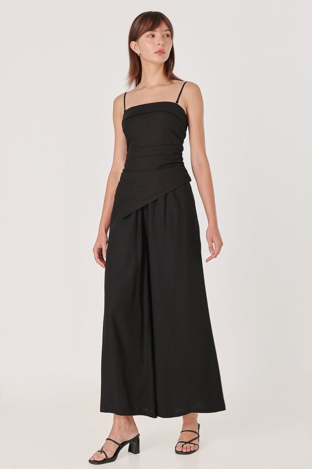 CHARMAINE LINEN WIDE LEG PANTS (BLACK)