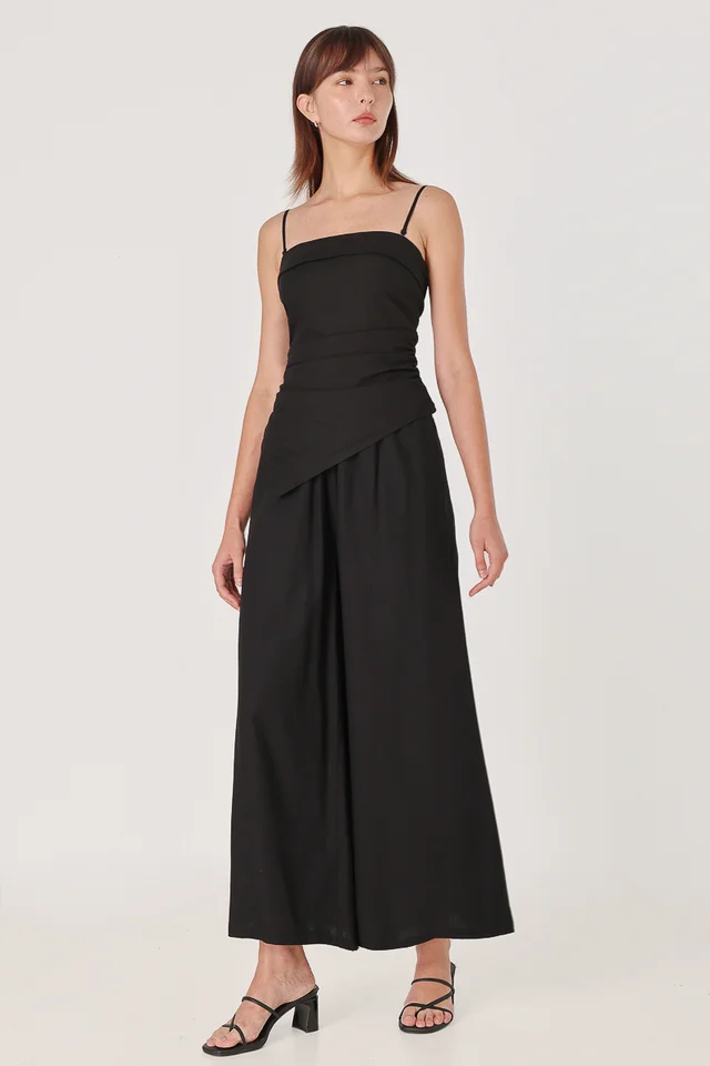 CHARMAINE LINEN WIDE LEG PANTS (BLACK)