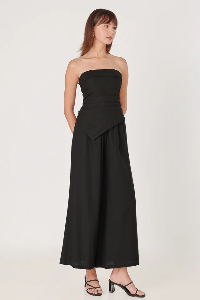 CHARMAINE LINEN WIDE LEG PANTS (BLACK)