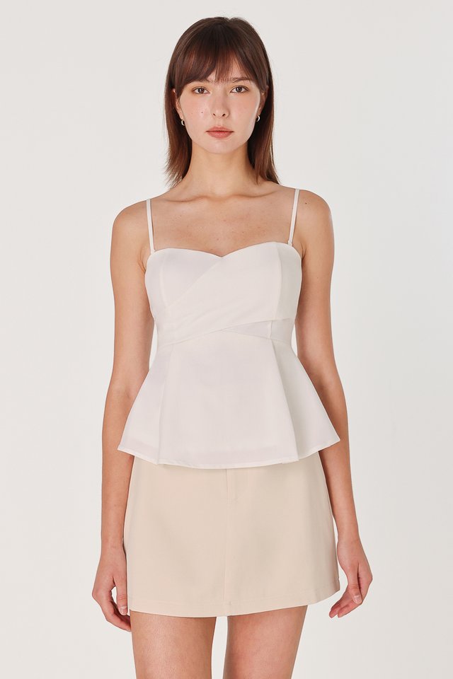 ISABELLA PADDED SWEETHEART WRAP TWO-WAY TOP (WHITE)