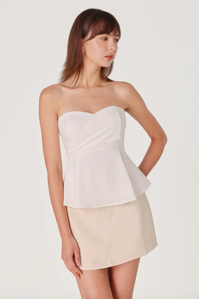 ISABELLA PADDED SWEETHEART WRAP TWO-WAY TOP (WHITE)