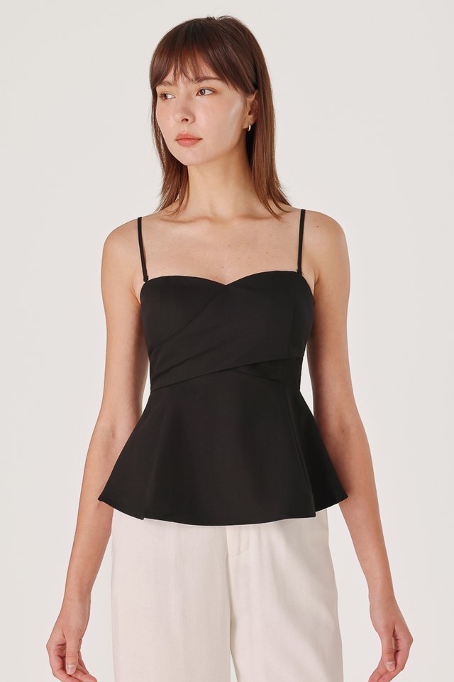 ISABELLA PADDED SWEETHEART WRAP TWO-WAY TOP (BLACK)