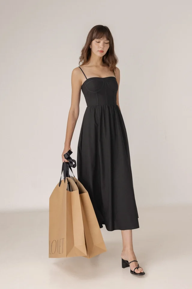 JADE PADDED PANELLED BUSTIER MIDAXI DRESS
