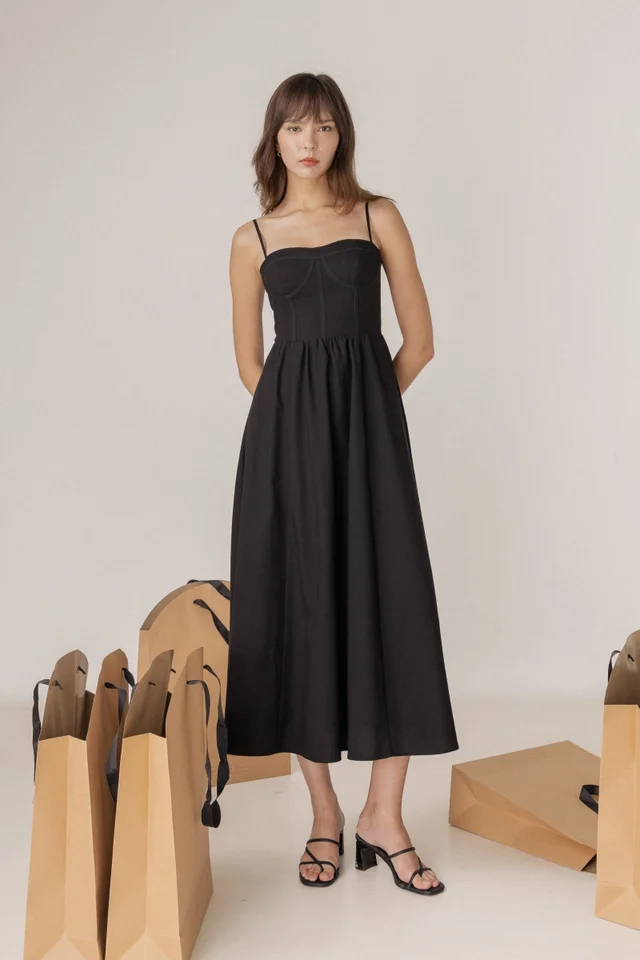 JADE PADDED PANELLED BUSTIER MIDAXI DRESS