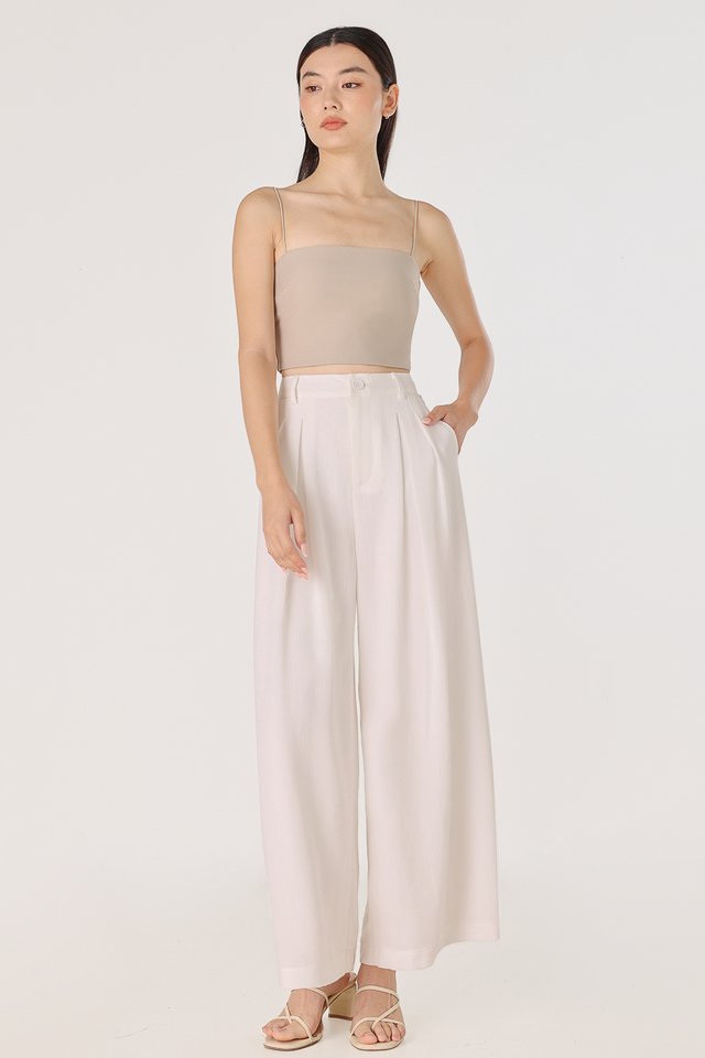 JOSEPHINE DOUBLE PLEATED WIDE LEG PANTS - REGULAR (WHITE)