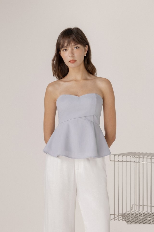 ISABELLA PADDED SWEETHEART WRAP TWO-WAY TOP (BLUE)