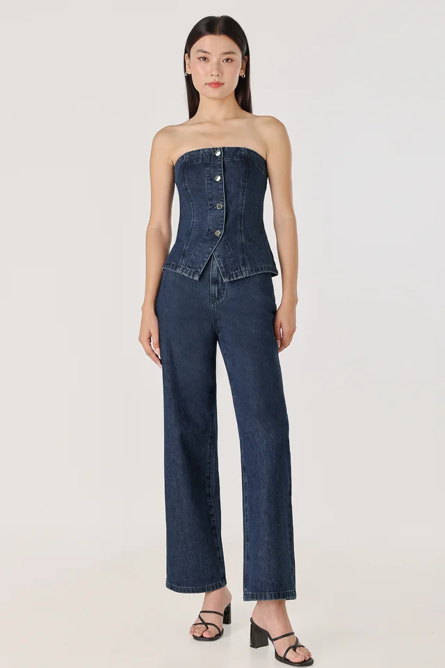 DIVINE DENIM VEST JEANS SET