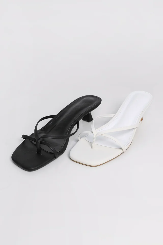 ELLERIA STRAPPY SLIP-ON KITTEN HEELS (BLACK)