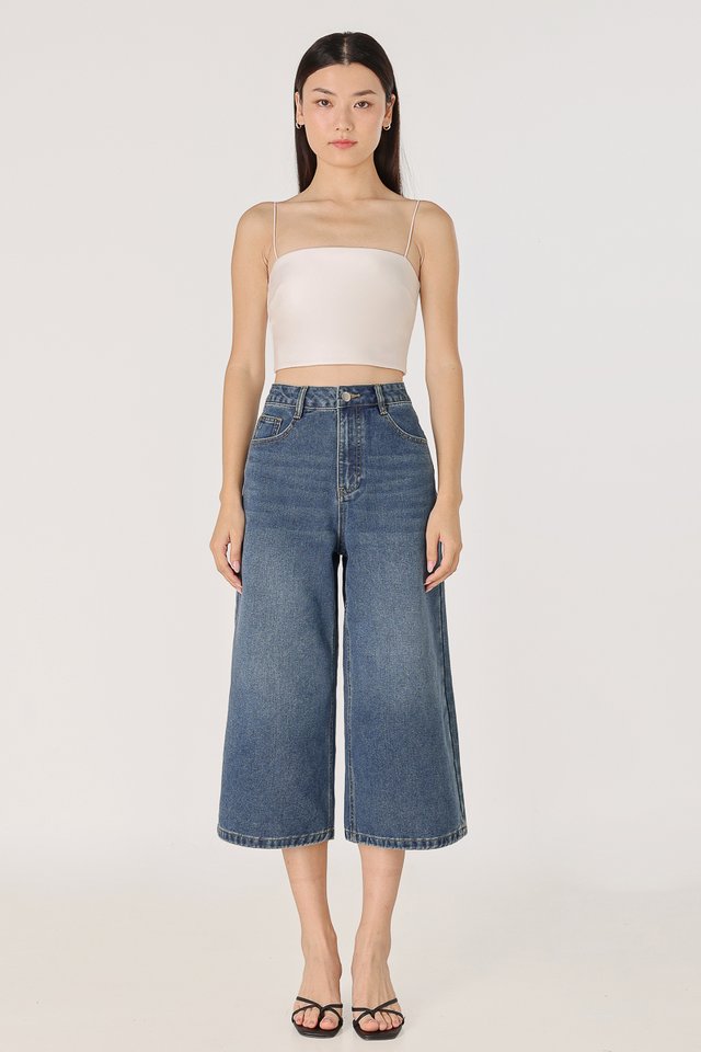 EUPHORIA DENIM WIDE LEG CULOTTES (MID WASHED)
