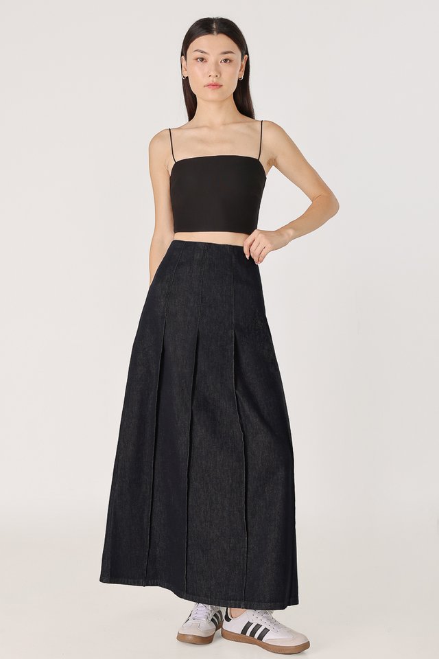 FIRST SIGHT PANEL FLARE DENIM MAXI SKIRT - REGULAR