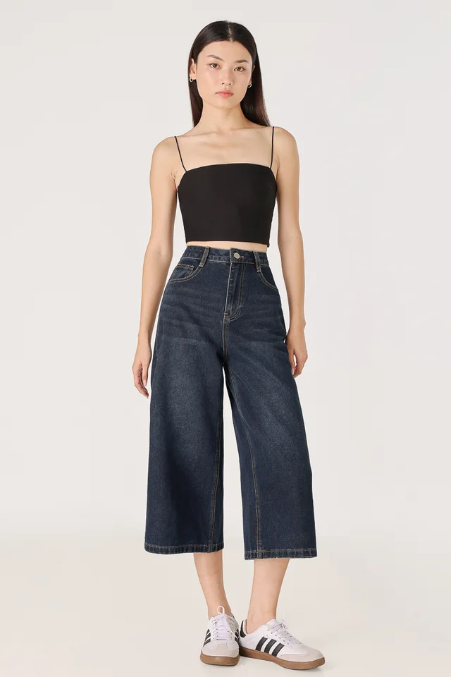 EUPHORIA DENIM WIDE LEG CULOTTES (DARK WASHED)