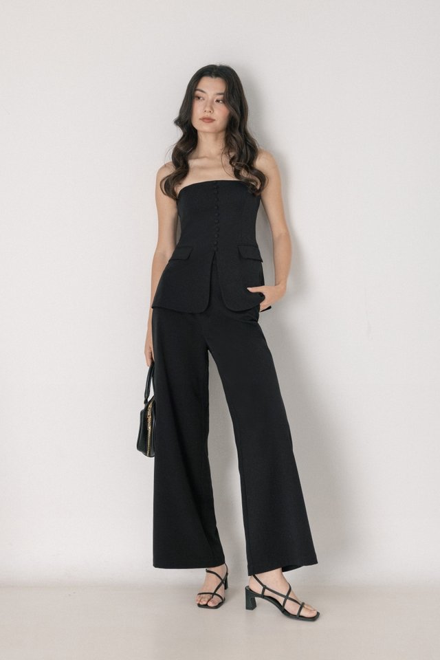 DESHELLY ASYMMETRICAL STRAP SLINGBACK HEELS (BLACK)
