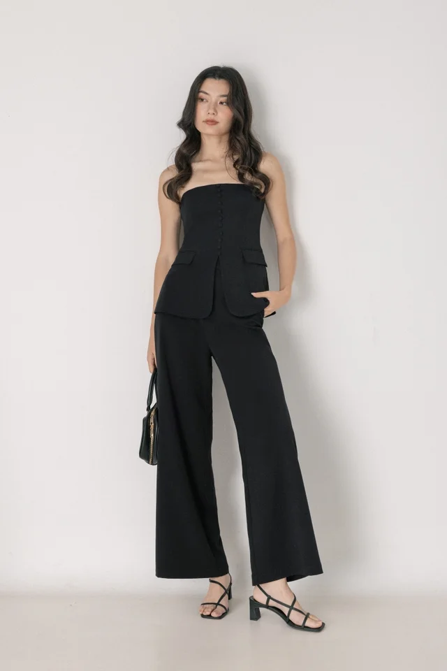 DESHELLY ASYMMETRICAL STRAP SLINGBACK HEELS (BLACK)