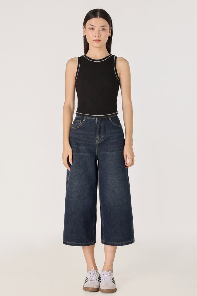 EUPHORIA DENIM WIDE LEG CULOTTES (DARK WASHED)
