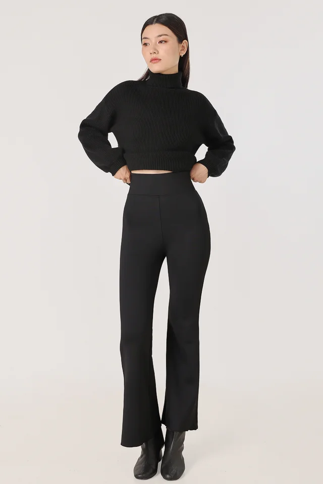 KAIRA THERMAL FLEECE HIGH WAIST BOOTCUT LEGGINGS - PETITE
