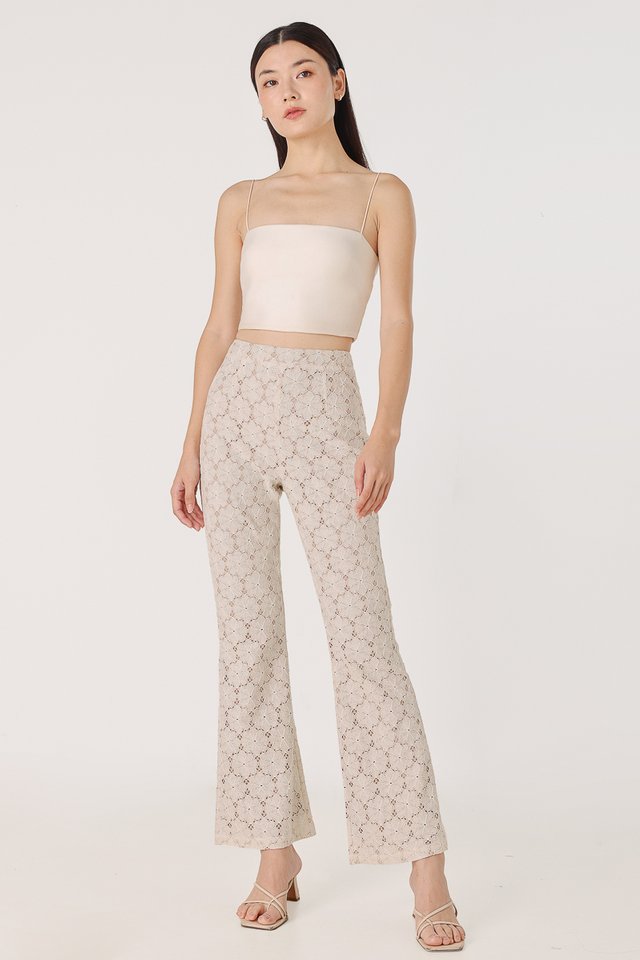 JOVANA LACE EYELET FLARE PANTS (TAUPE) *BFF*