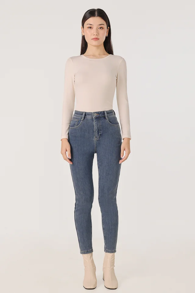 HEAT HUGGER THERMAL FLEECE SKINNY DENIM JEANS - REGULAR (LIGHT WASHED)