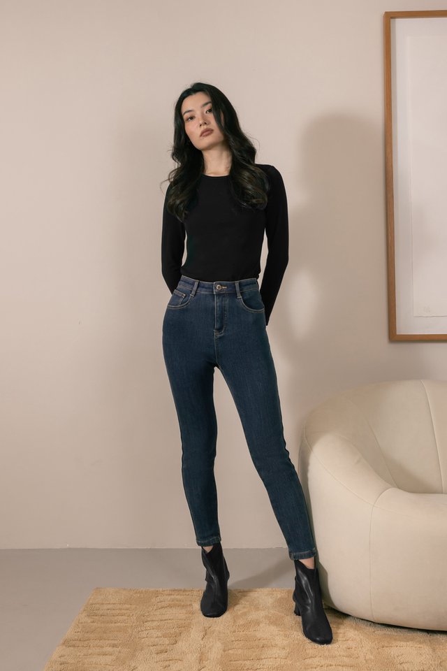 HEAT HUGGER THERMAL FLEECE SKINNY DENIM JEANS - REGULAR (DARK WASHED)