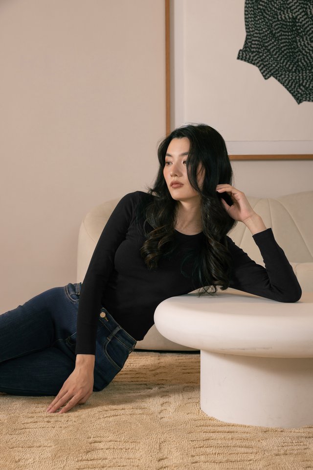 BETHEL PADDED LONG SLEEVE THERMAL TOP (BLACK)