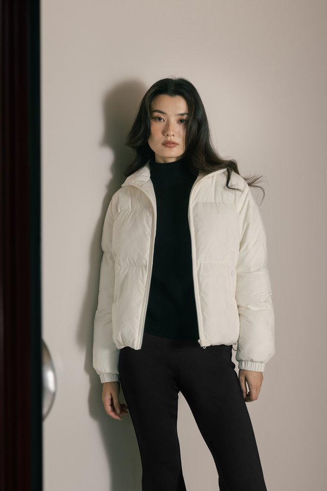 XANDRIA ZIPPER PUFFER JACKET (IVORY)