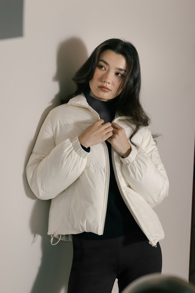 XANDRIA ZIPPER PUFFER JACKET (IVORY)
