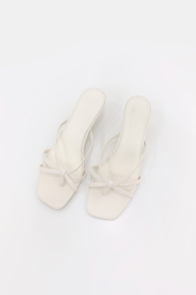 DIANE KNOT STRAP KITTEN HEELS (IVORY)