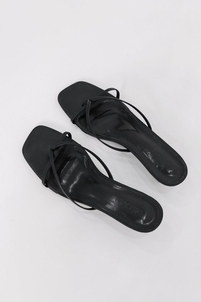 ELLERIA STRAPPY SLIP-ON KITTEN HEELS (BLACK)