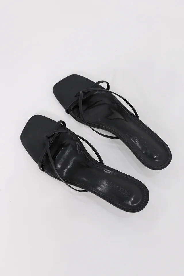 ELLERIA STRAPPY SLIP-ON KITTEN HEELS (BLACK)