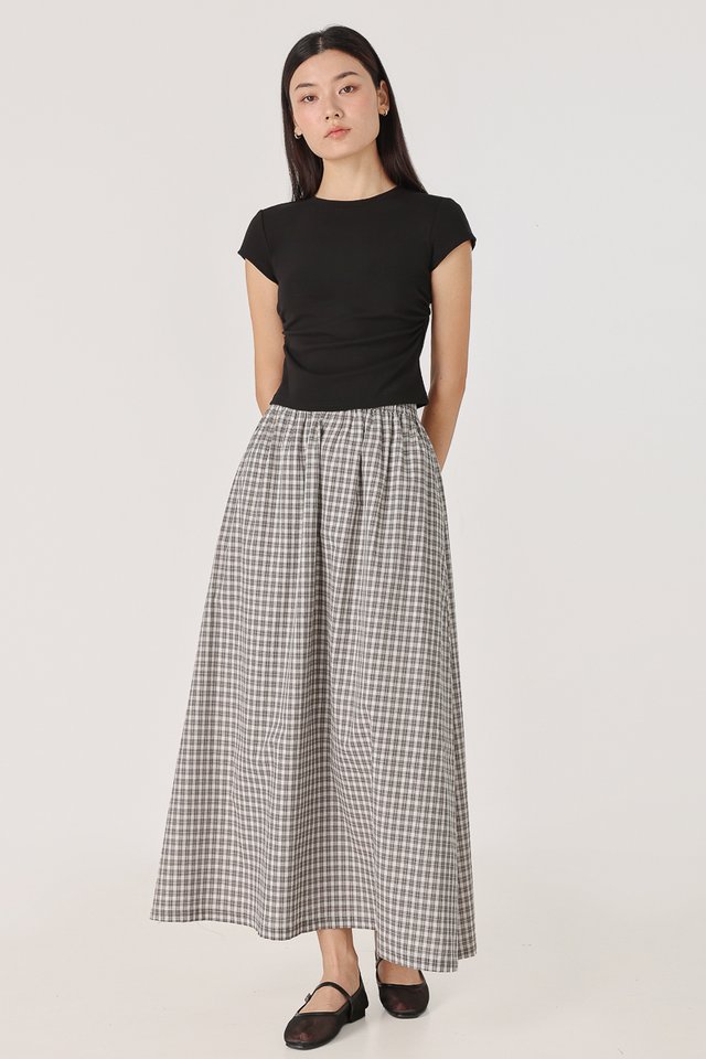 ANNEMARIE PULL-ON FLARE MAXI SKIRT - REGULAR (CHECKERED)