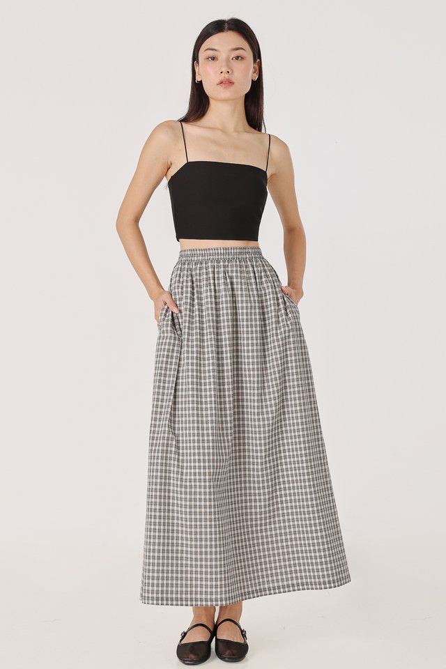 ANNEMARIE PULL-ON FLARE MAXI SKIRT - PETITE (CHECKERED)