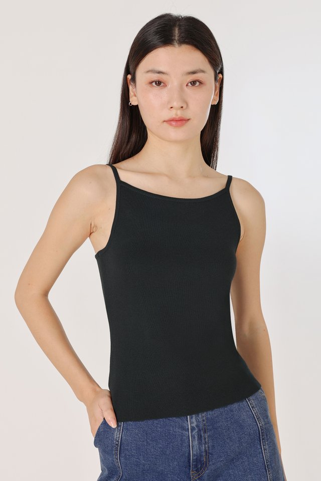 LINDA BOAT NECK KNIT CAMI TOP (EMERALD) *BFF*