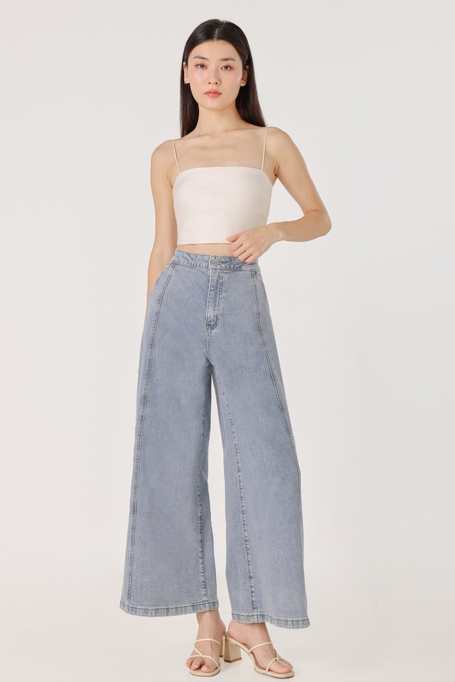 NEVERLAND PINTUCK WIDE LEG DENIM JEANS - REGULAR (LIGHT WASHED) *BFF*