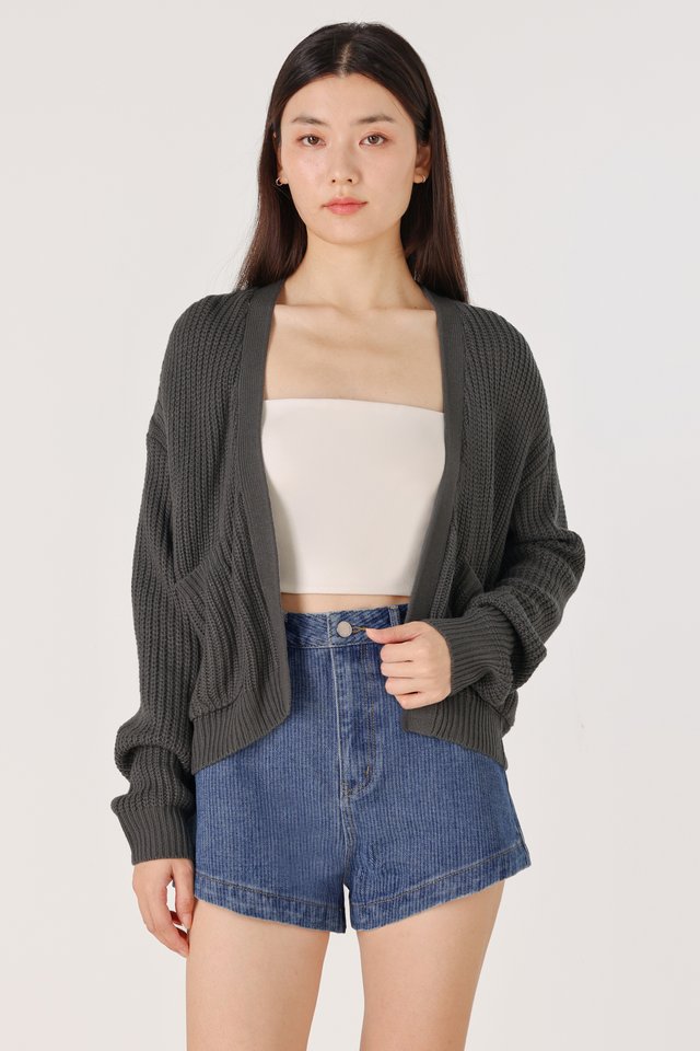 KAELI POCKET KNIT CARDIGAN (GREY) *BFF*