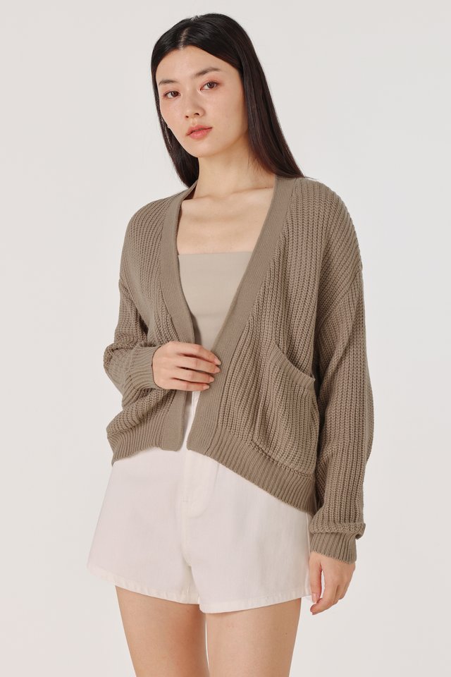 KAELI POCKET KNIT CARDIGAN (BROWN) *BFF*