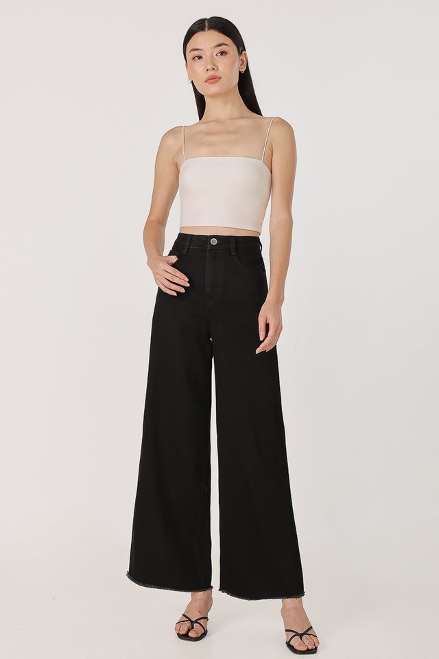 GROUNDBREAKER FRAYED HEM DENIM JEANS - REGULAR (BLACK)