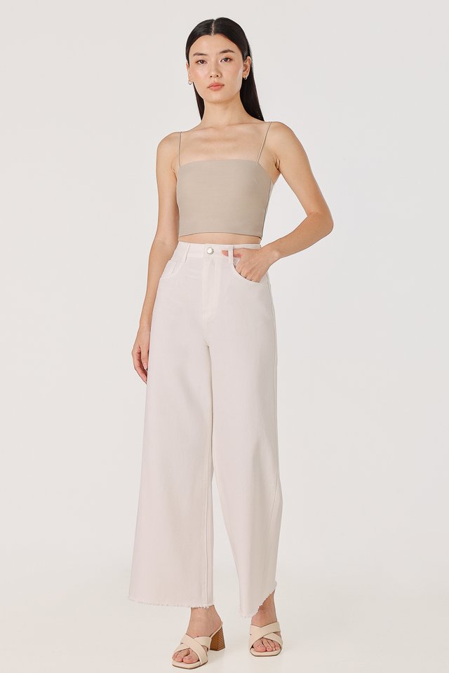 GROUNDBREAKER FRAYED HEM DENIM JEANS - PETITE (WHITE)