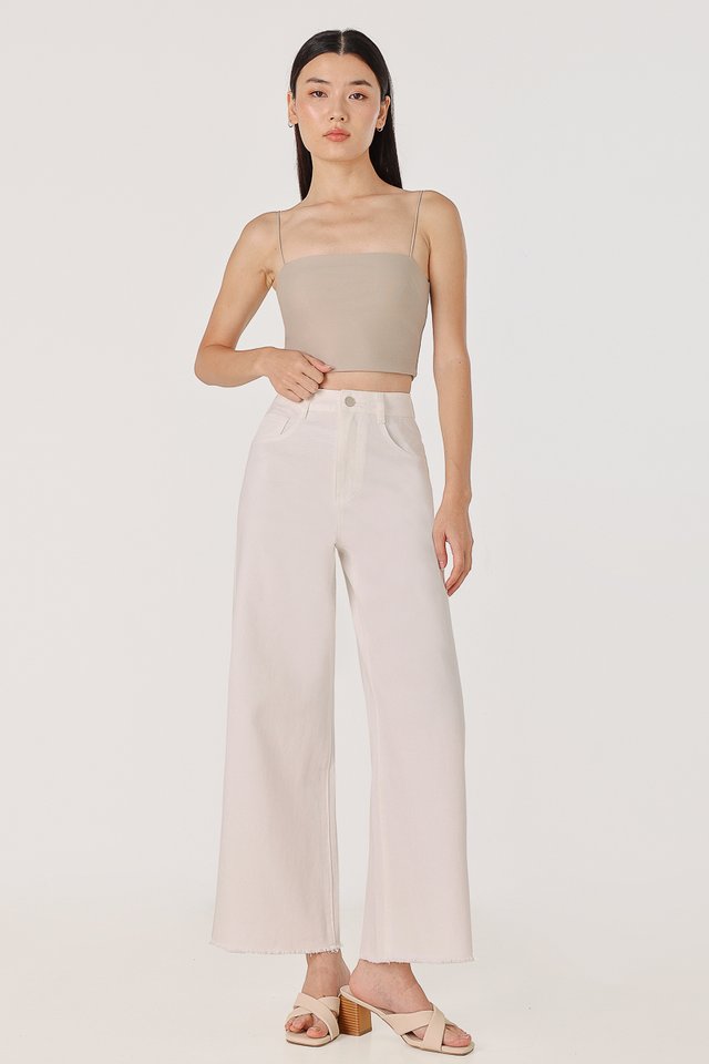 GROUNDBREAKER FRAYED HEM DENIM JEANS - PETITE (WHITE)