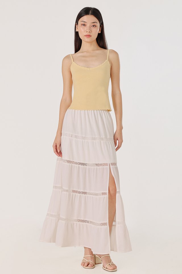 MIREA SCALLOP TRIM V-NECK CAMI KNIT TOP (YELLOW)