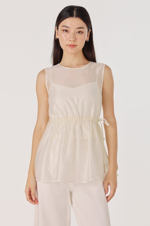 NORI SHEER DRAWSTRING TOP (CHAMPAGNE)