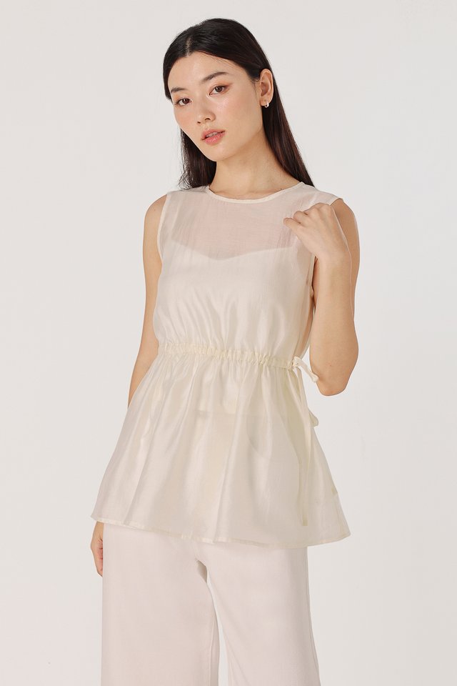 NORI SHEER DRAWSTRING TOP (CHAMPAGNE)