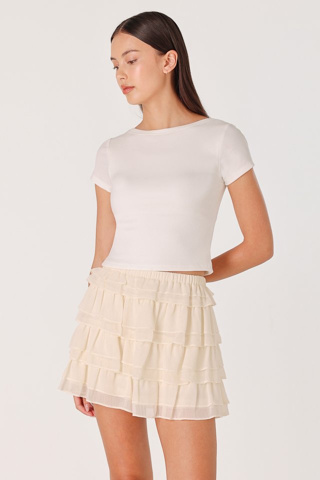 RYNN CHIFFON RUFFLE SKORTS (CHAMPAGNE)