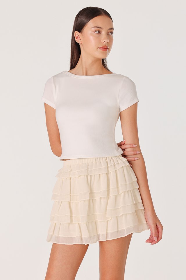 RYNN CHIFFON RUFFLE SKORTS (CHAMPAGNE)
