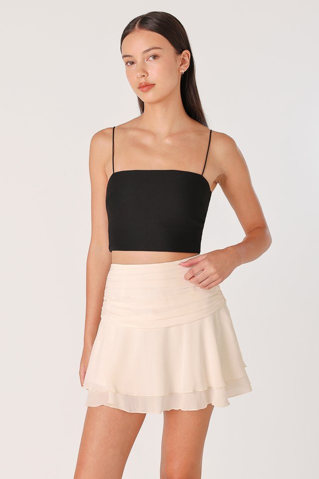 MASHA CHIFFON RUCHED TIERED SKORTS (CHAMPAGNE)