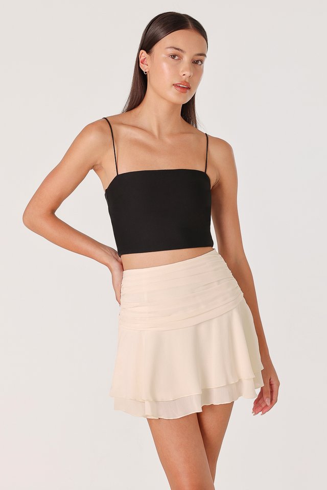 MASHA CHIFFON RUCHED TIERED SKORTS (CHAMPAGNE)