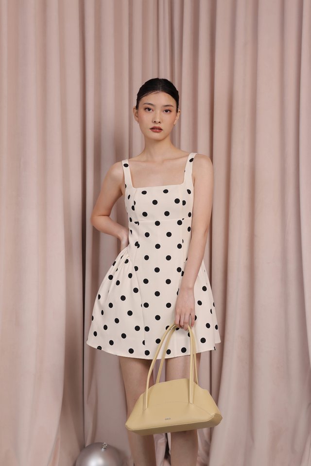 LILENNE PADDED POLKA DOT BASQUE WAIST SKORTS DRESS