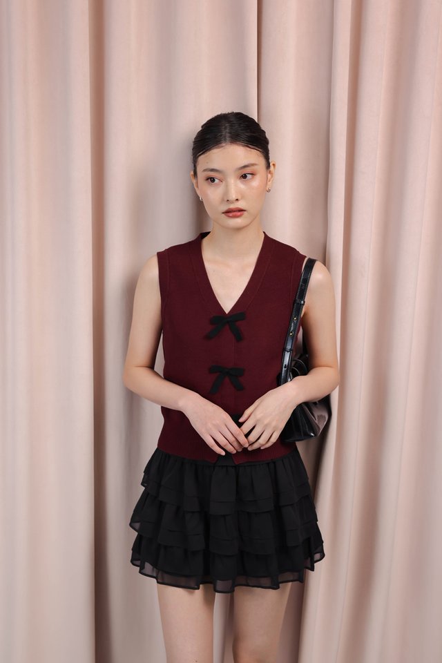 RYNN CHIFFON RUFFLE SKORTS (BLACK)